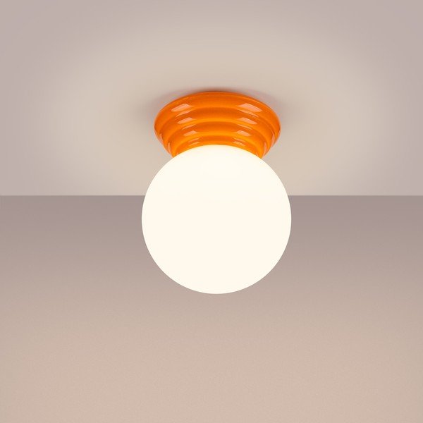 Oranž keraamiline laelamp klaasist varjuga, ø 12 cm Farsa - Sollux-image-2