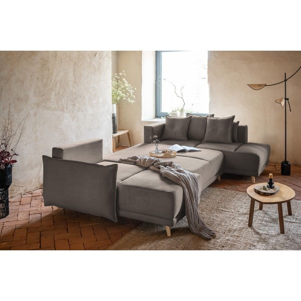 Helepruunist velvetist nurgadiivanvoodi (parem nurk/"U") Lazy Lukka - Miuform-image-4