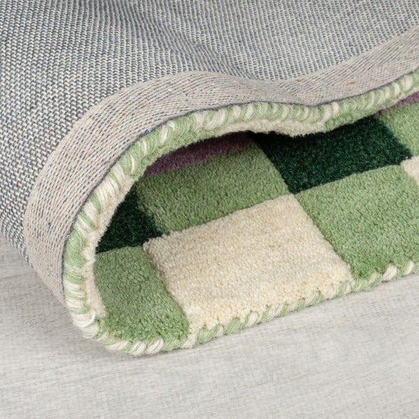 Roheline-lilla käsitsi kootud villane vaip 200x290 cm Kai Wool Border - Flair Rugs-image-3