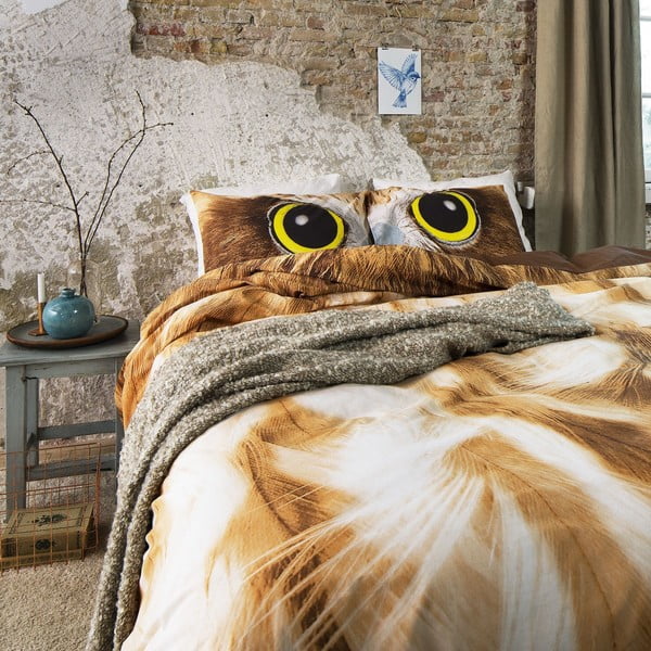 Povlečení Owl Look Taupe, 200x200 cm