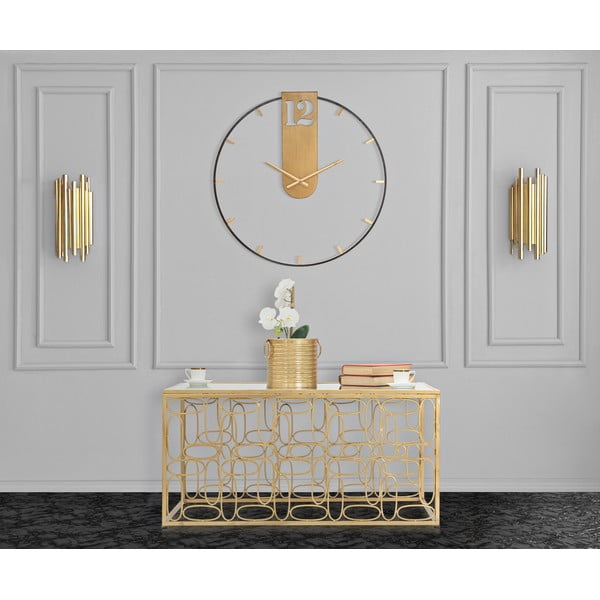 Must kuldsete detailidega seinakell Goldy, ø 60 cm - Mauro Ferretti-image-1