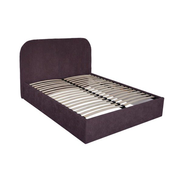 Lilla polsterdatud kaheinimesevoodi panipaigaga ja liistudest raamiga 180x200 cm Sidney - Bobochic Paris
