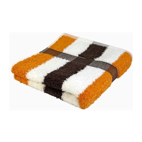 Ručník New York Strips Orange/White/Brown, 70x140 cm