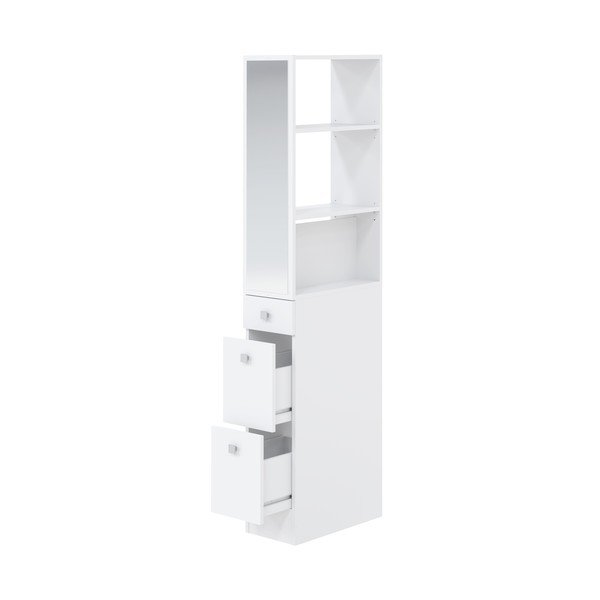 Valge kõrge vannitoakapp koos peegliga 24x180 cm Combi - TemaHome-image-3