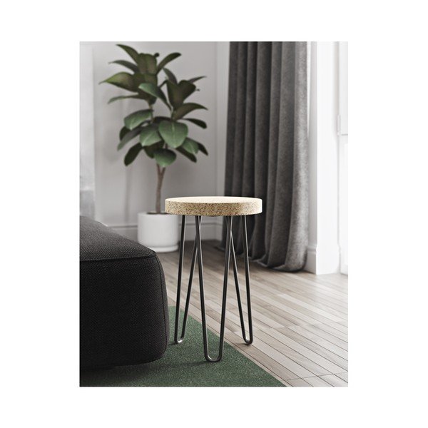 Černý příruční stolek s deskou z korku TemaHome Drum-image-1