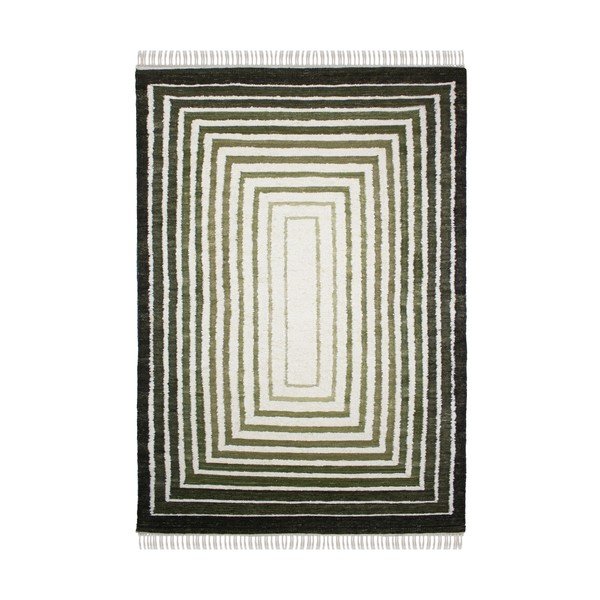 Roheline käsitsi kootud villasegu vaip 160x230 cm Boucle Frame - Flair Rugs