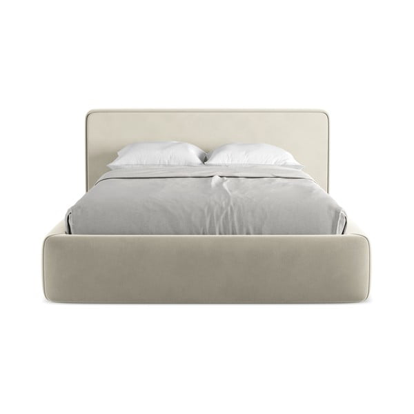 Kreem polsterdatud kaheinimesevoodi koos voodipõhja ja panipaigaga 160x200cm Kiana - Makamii-image-4