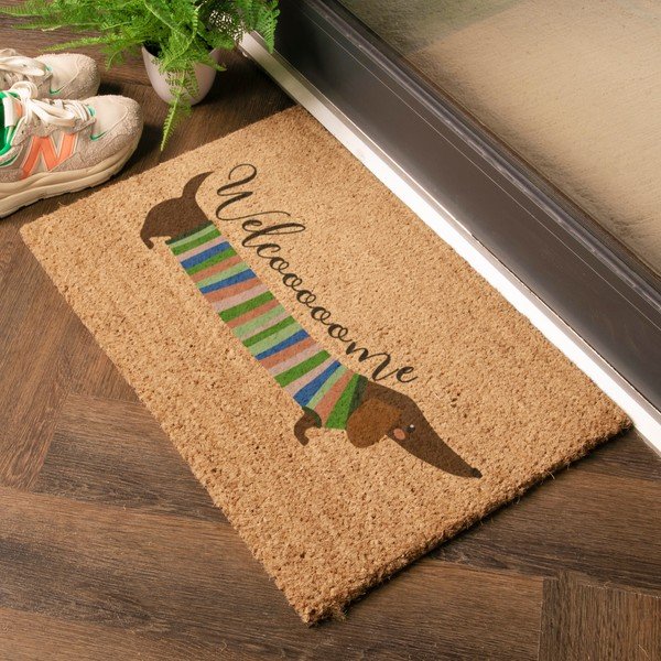 Kookoskiududest matt 40x60 cm Welcome Sausage Dog - Artsy Doormats-image-1