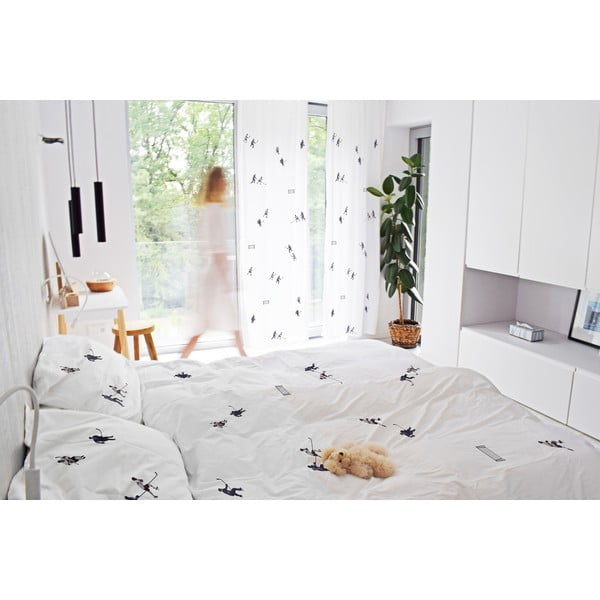 Valge puuvillasatiinist laste kardin 110x250 cm Ice Hockey - Butter Kings-image-1