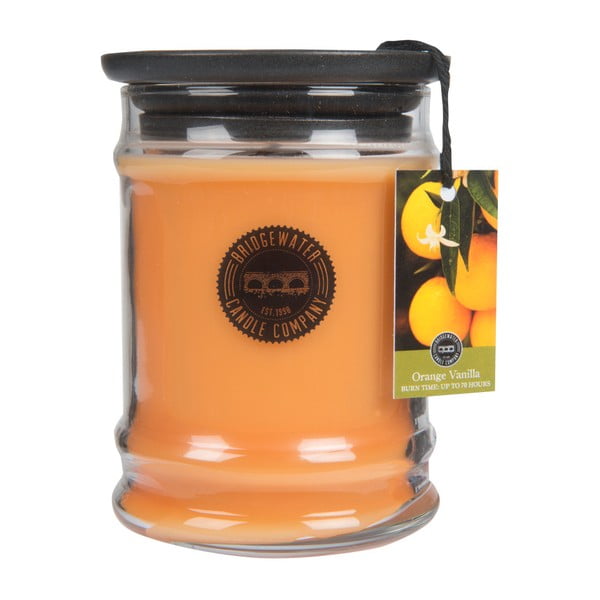 Svíčka ve skleněné dóze s vůní pomeranče a vanilky Bridgewater candle Company, doba hoření 65-85 hodin