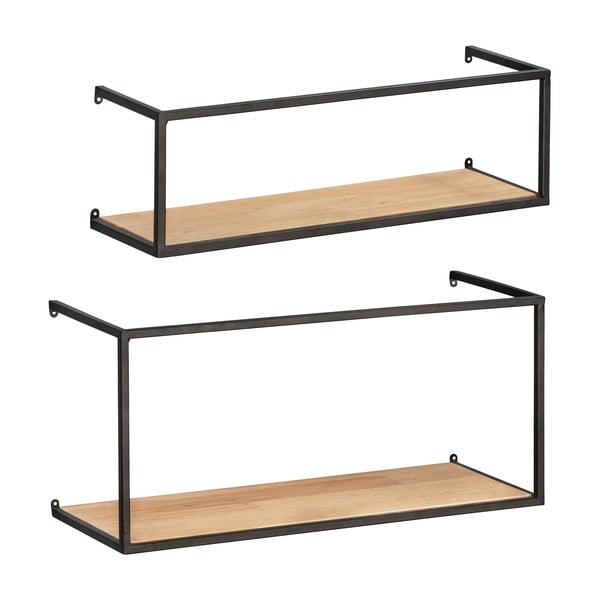 Komplekt 2 musta metallkonstruktsiooniga männist riiulit, pikkus 55 cm. Geo - Wenko-image-2