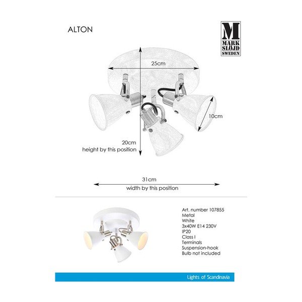 Valge laevalgusti Ceiling 3L Alton - Markslöjd-image-1