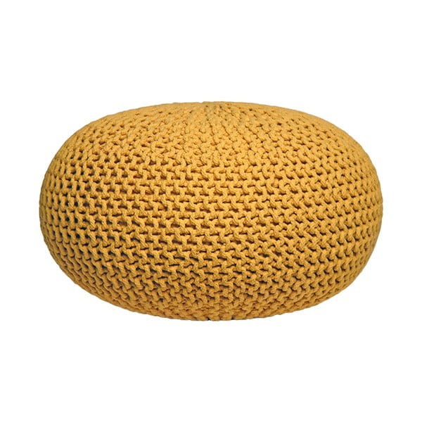 Kootud kollane pouf Kootud XL, ⌀ 70 cm - LABEL51
