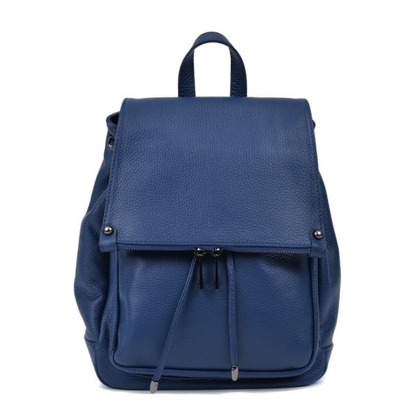 Modrý kožený dámský batoh Roberta M Mussie