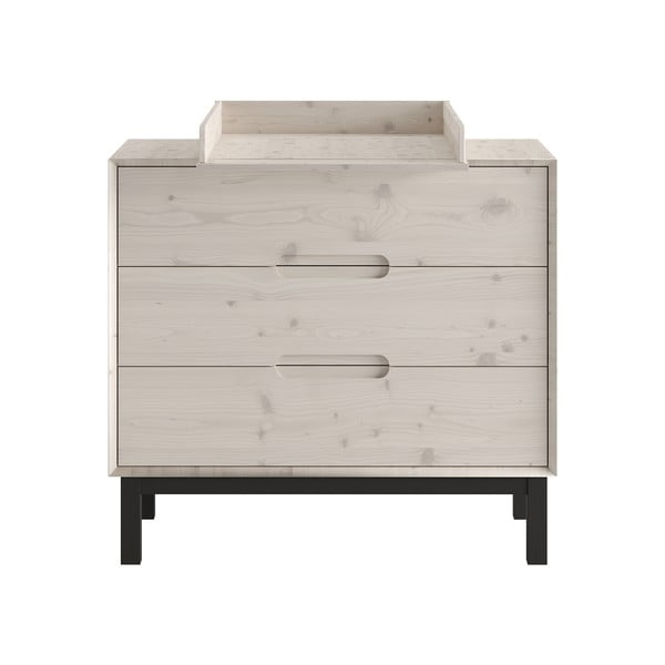 Valge madal laste kummut männipuidust 100x91 cm Country - Pinio-image-4