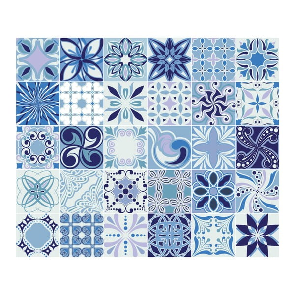 30 dekoratiivse seinakleebise komplekt, 15 x15 cm Madeira - Ambiance-image-2