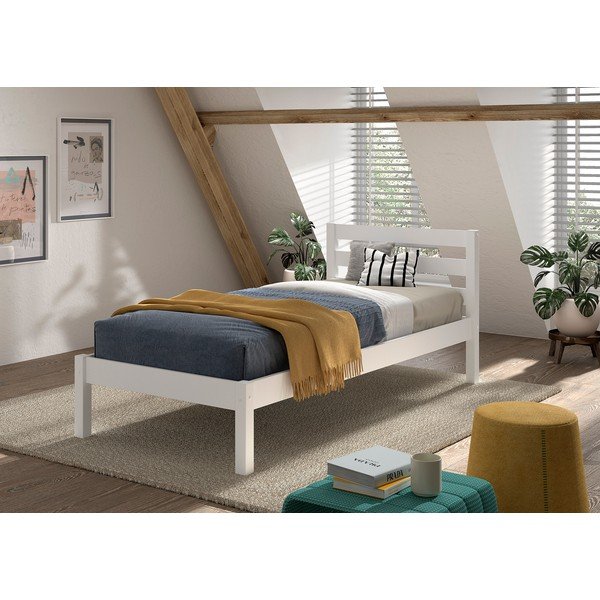 Valge männi täispuidust lastevoodi ilma voodipõhjata 90x200 cm Pino – Vipack-image-1