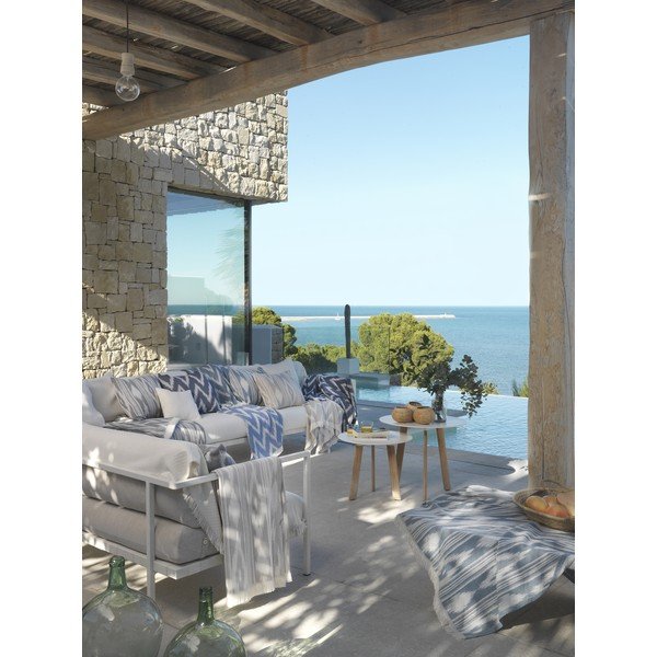 Tumesinine pleed puuvilla seguga 140x180 cm Mallorca – Euromant-image-1
