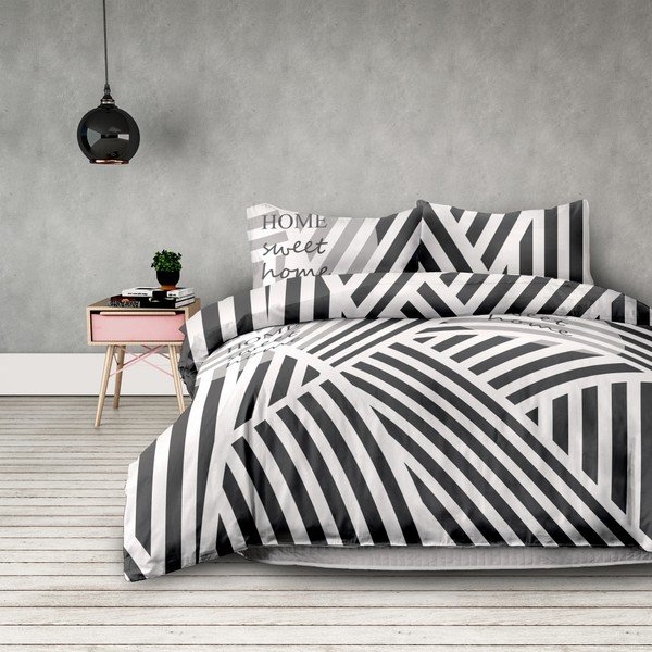 Sada bavlněného povlaku na peřinu a 2 povlaků na polštáře AmeliaHome Averi Sweet Home Light, 230 x 220 cm + 50 x 75 cm-image-1