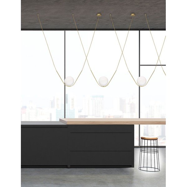Valge/messingvärvi metallist rippvalgusti klaasist varjuga Vitton - Nova Luce-image-1