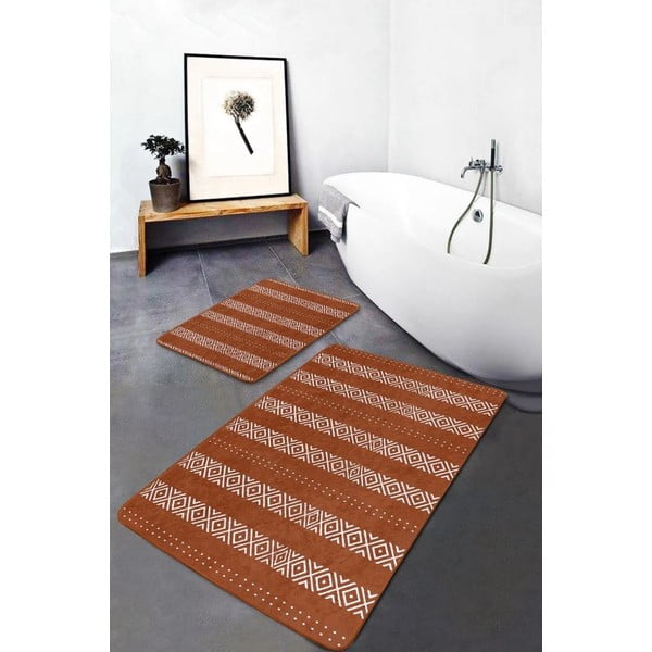 Pruunid sametist vannitoamatid 2tk komplektis 60x100 cm - Mila Home-image-3
