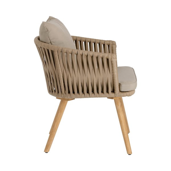 Aiatool on valmistatud akaatsiapuidust ja beežist polstriga. Hemilce - Kave Home-image-2