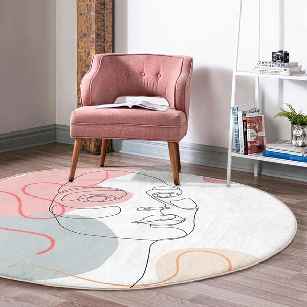 Valge pestav ümmargune vaip, sobitub robottolmuimejaga ø 120 cm Comfort - Mila Home-image-4