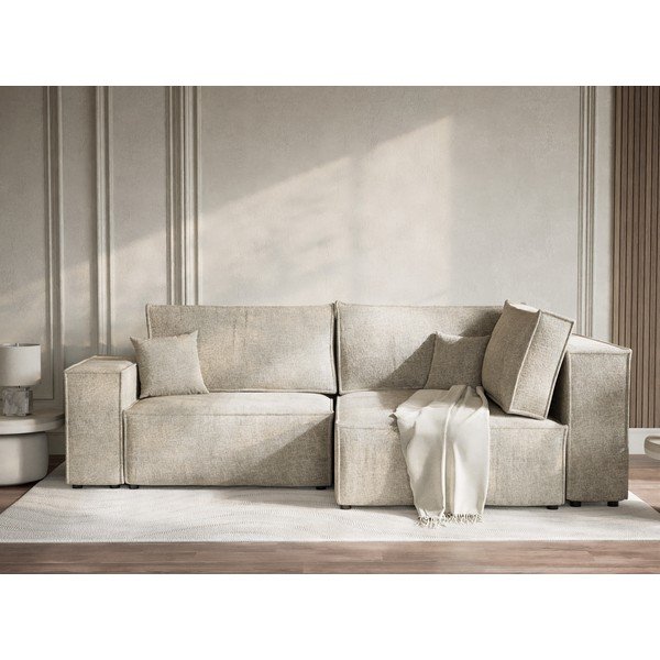 Beež šenilldiivanvoodi/panipaigaga nurgadiivan (parempoolne/L-kujuline) Tonga - Maison de Rêve-image-1