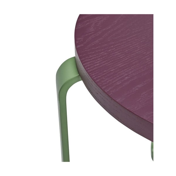 Roheline-lilla tuhkpuidust taburet Smile - Hübsch-image-2