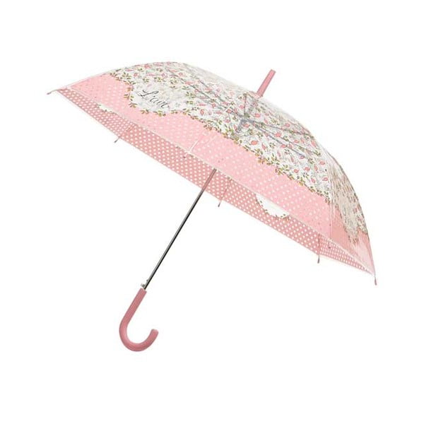 Transparentní holový deštník Ambiance Pink Flowers, ⌀ 103 cm
