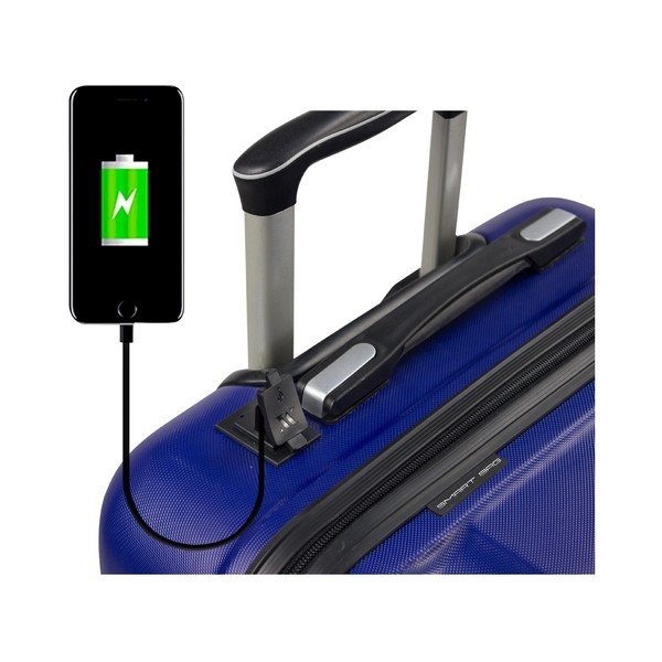 Sada 2 modrých cestovních kufrů na kolečkách s USB porty My Valice LASSO Cabin & Large-image-3