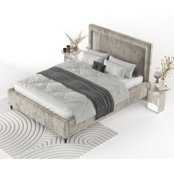 Beež polsterdatud kaheinimesevoodi koos voodipõhja ja panipaigaga 140x200cm Baleine - Maison de Rêve-image-3