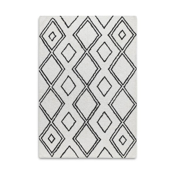 Černobílý ručně tkaný koberec z bavlny s geometrickými motivy HF Living Morocco, 140 x 200 cm