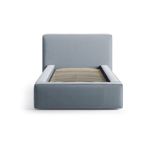 Helesinine polsterdatud üheinimesevoodi koos panipaiga ja voodipõhjaga 90x200 cm Jodie - Micadoni-image-3