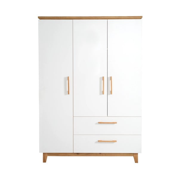 Valge laste riidekapp tammepuust 135x200 cm Finn - Roba-image-2