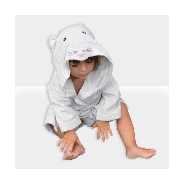 Valgehall laste puuvillane hommikumantel, suurus M Mouse – Rocket Baby-image-3