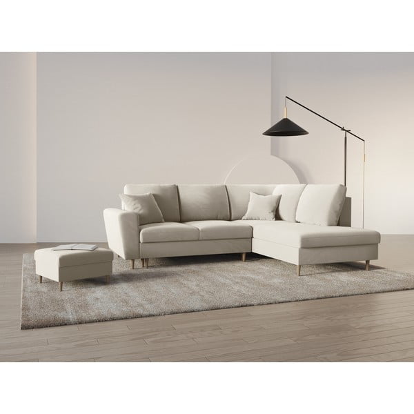 Beež sametist panipaigaga nurgadiivanvoodi (parem nurk/"L"-kujuline) Kyoto - Cosmopolitan Design-image-2