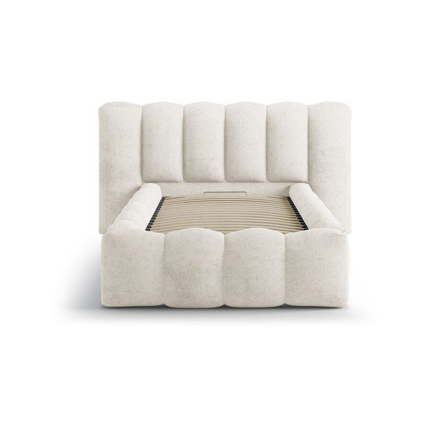 Beež polsterdatud üheinimesevoodi koos panipaiga ja voodipõhjaga 90x200 cm Lupine - Micadoni-image-3