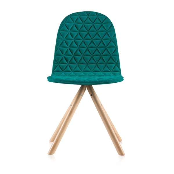 Tyrkysová židle s přírodními nohami Iker Mannequin Triagle