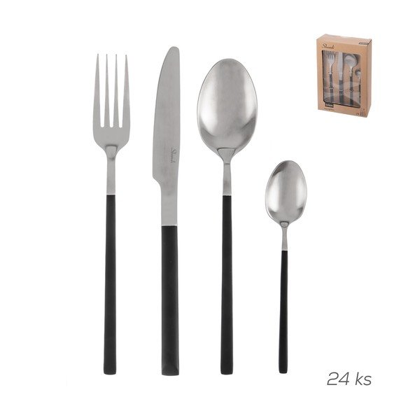 Mustad/hõbedased roostevabast terasest söögiriistad 24 tk Skandi - Orion-image-4