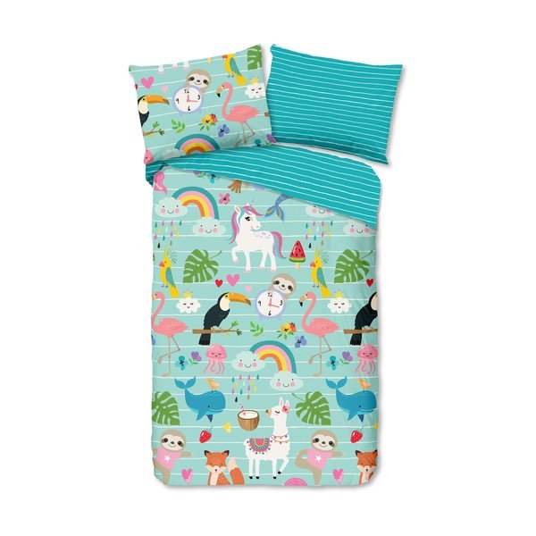 Sinine puuvillane laste voodipesu üheinimesevoodile 140x200 cm Festen - Good Morning