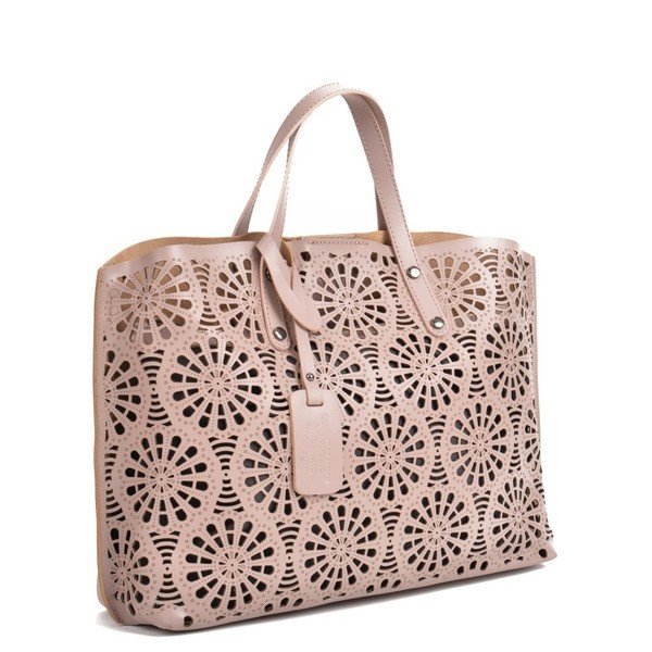 Růžovobéžová kožená kabelka Mangotti Bags Lulia-image-4