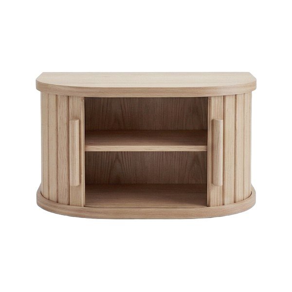 Rippuv/riiulitega öökapp tammepuust ja heledas naturaalses värvitoonis Meta - Unique Furniture-image-2
