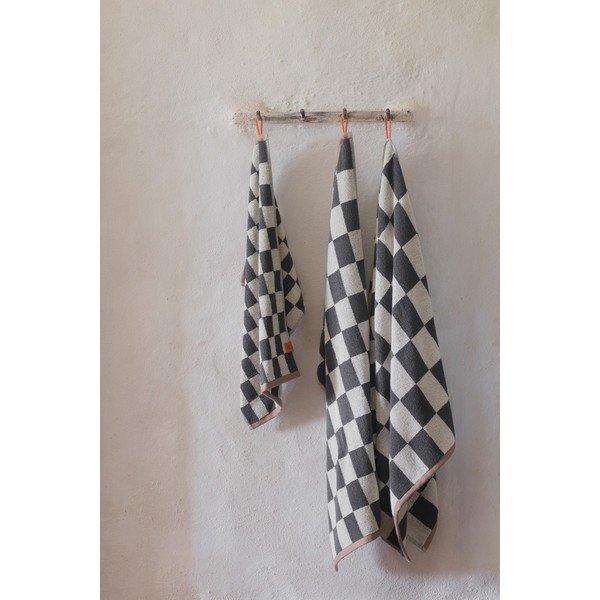 Antratsiitne/beež orgaanilisest puuvillast froteerätik 70x133 cm Retro - Mette Ditmer Denmark-image-1