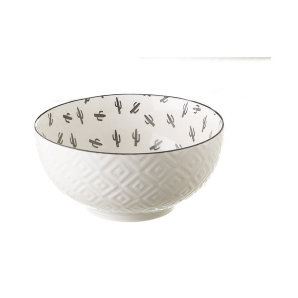 Šedo-bílá porcelánová miska Unimasa Mini Cactus,ø 14,9 cm