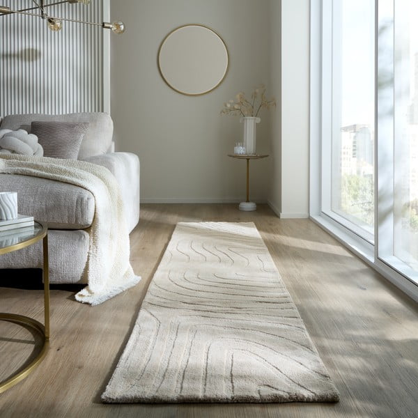 Kreem käsitsi kootud villane koridorivaip 60x230 cm Mesmerise Natural - Flair Rugs-image-1
