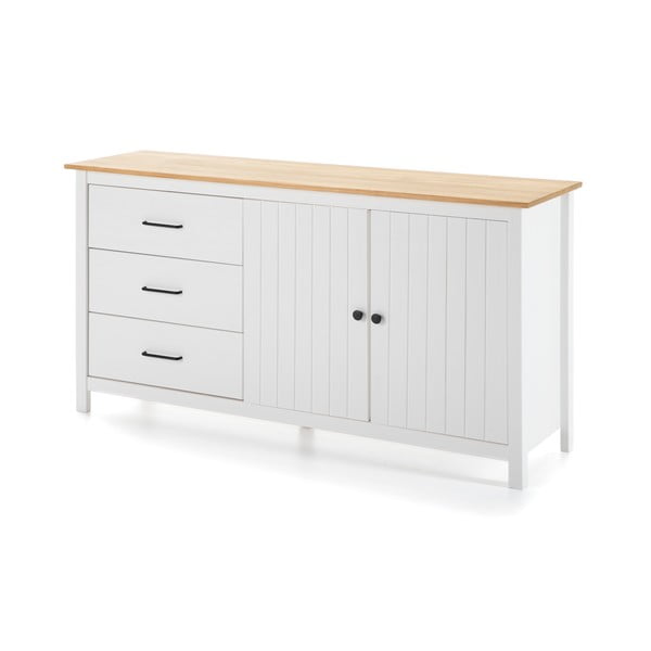 Valge männipuidust kapp 150x80 cm Miranda – Marckeric-image-3