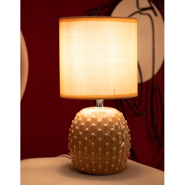 Virsikuvärvi keraamiline laualamp tekstiilist varjuga (kõrgus 27 cm) Pontus - Mauro Ferretti-image-1