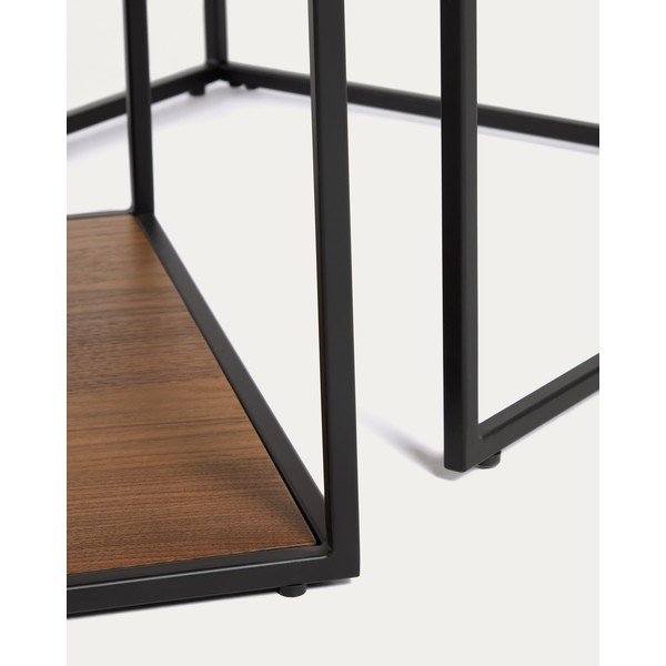 Pruunid diivanilauad pähklipuu dekooriga 2 tk komplektis 50x100 cm Yoana - Kave Home-image-3