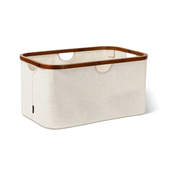 Kreem kangast pesukorv, kokkupandav Bamboo/Linen - Bigso